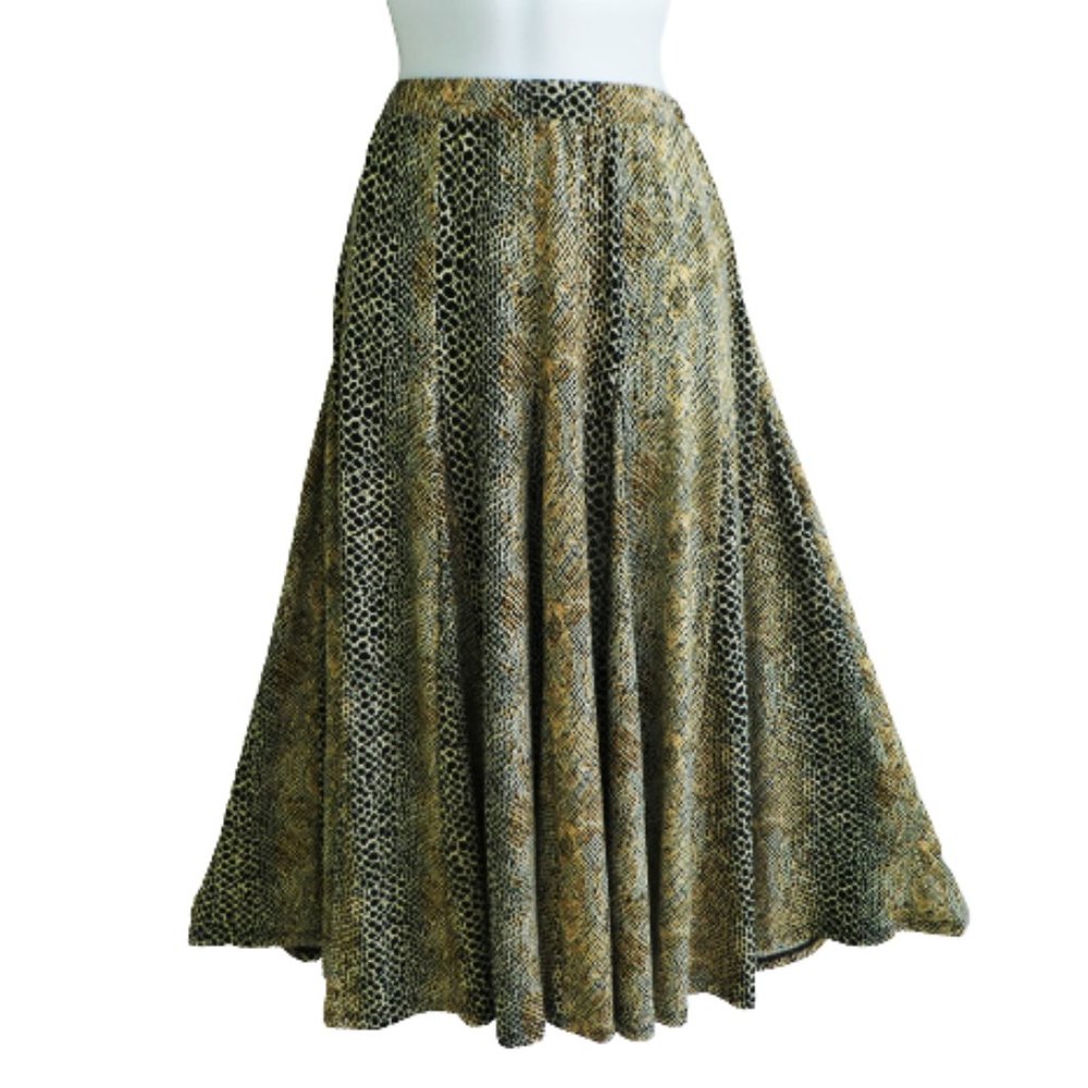 Philosophy Midi Skirt Mixed Animal Cat Prints Full Flare Panels Elastic Waist S